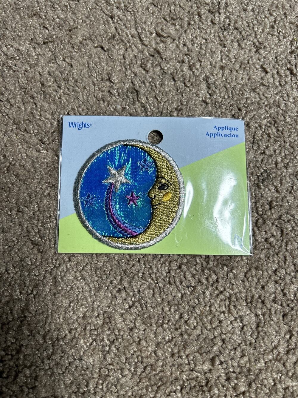 NEW Wrights Applique Metallic Moon & Stars Iron-On Patch